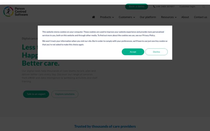 Screenshot of personcentredsoftware.com