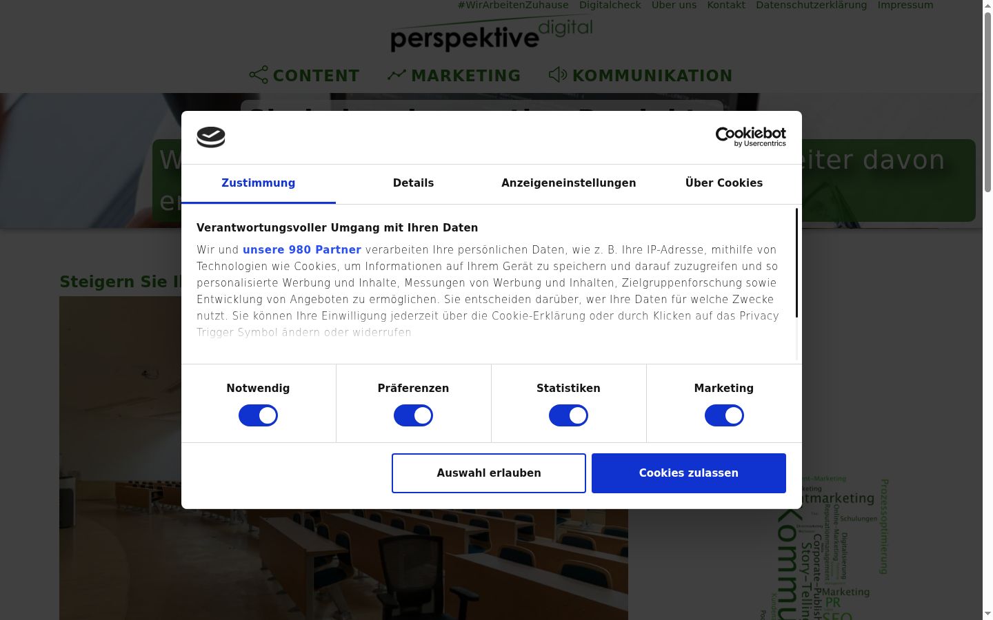 Screenshot del banner di consenso mostrato prima di qualsiasi interazione
