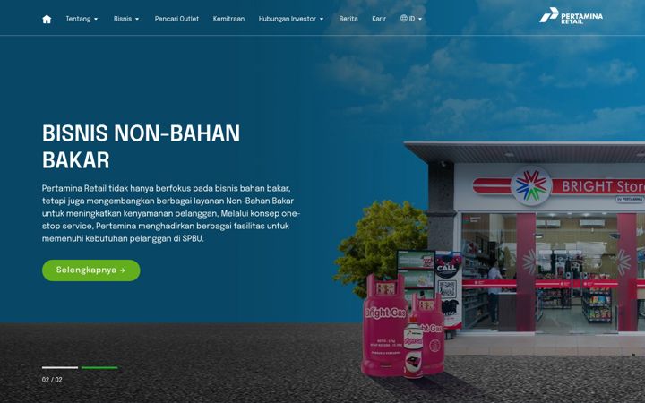 Ekrano kopija pertaminaretail.com