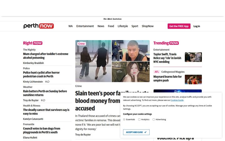 Screenshot of perthnow.com.au