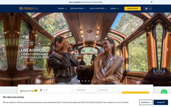 Screenshot of perurail.com