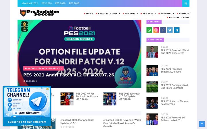 Screenshot of pes-files.com
