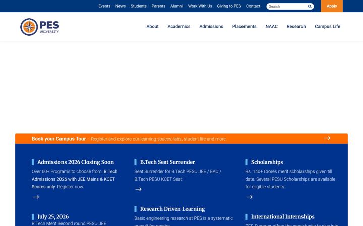 Screenshot of pes.edu