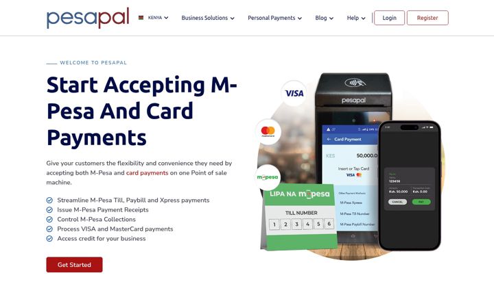 Screenshot of pesapal.com