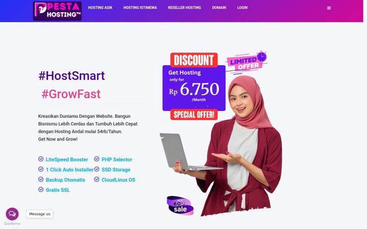 Screenshot of pestahosting.com