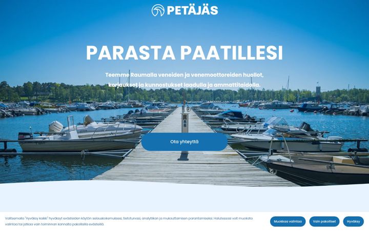 Screenshot stránky petajas.fi