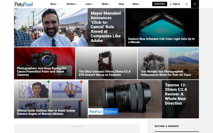 Screenshot ta' petapixel.com