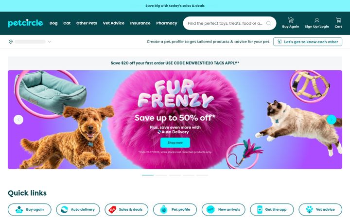 Screenshot of petcircle.com.au