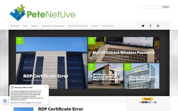 Ekraanipilt saidist petenetlive.com
