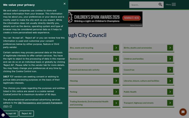 Screenshot of peterborough.gov.uk