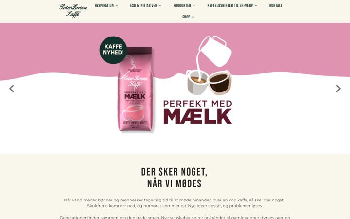 Ekraanipilt saidist peterlarsenkaffe.dk