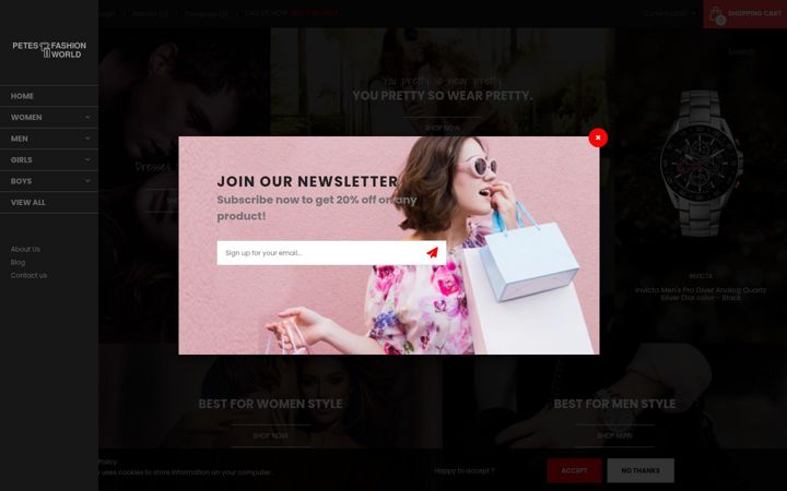 Screenshot of petesfashionworld.com