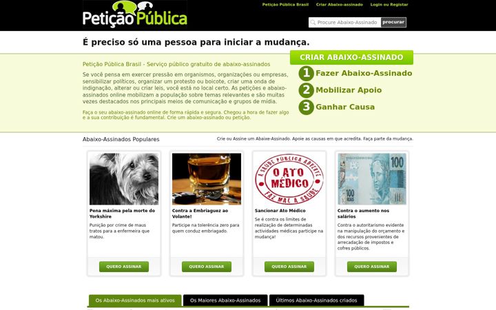 Screenshot of peticaopublica.com.br