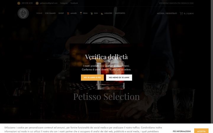 Screenshot stránky petissoshop.it