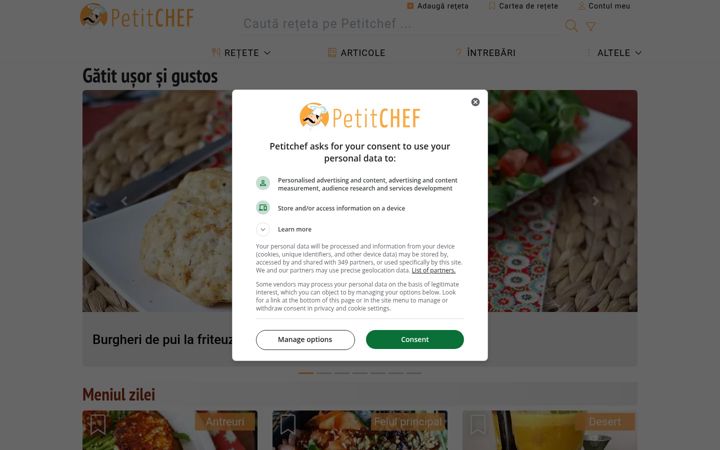 Snímek obrazovky petitchef.ro