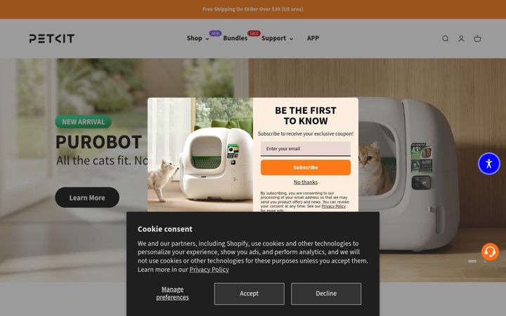 Screenshot of petkit.com