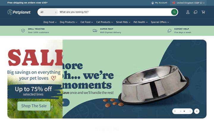 Screenshot von petplanet.co.uk