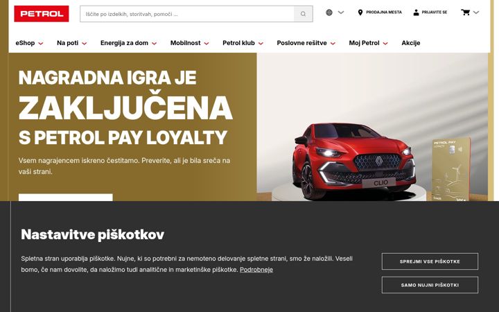 Screenshot of petrol.si