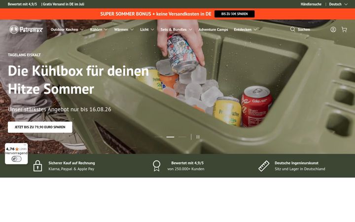 Screenshot of petromax.de