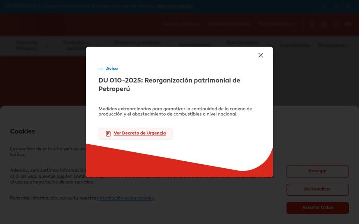 Screenshot of petroperu.com.pe