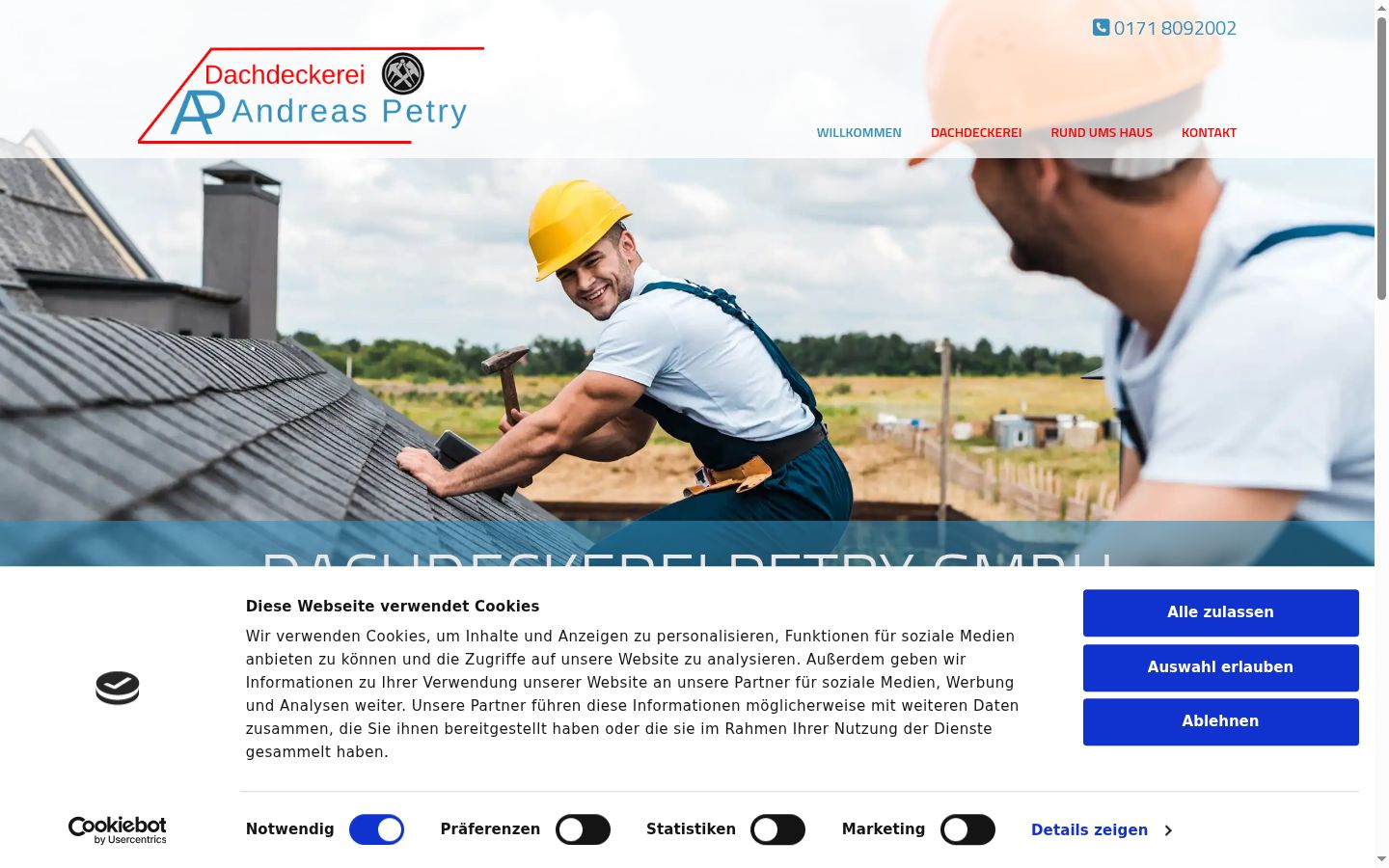 Screenshot del banner di consenso mostrato prima di qualsiasi interazione