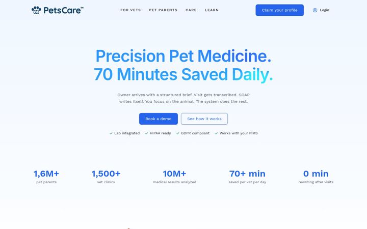 Screenshot of petscare.com