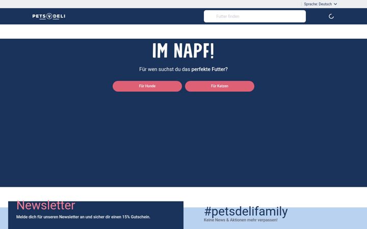 Posnetek zaslona petsdeliveryde.com