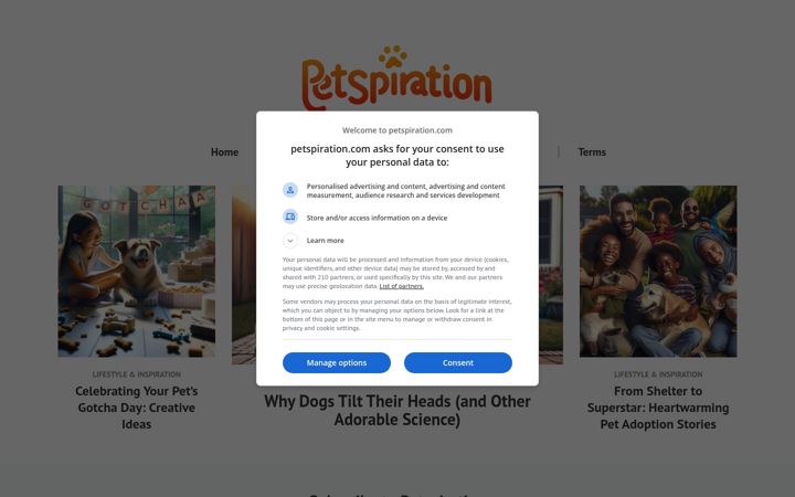 Screenshot of petspiration.com