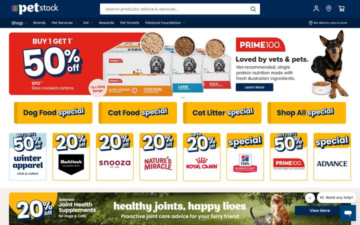 Skærmbillede af petstock.com.au