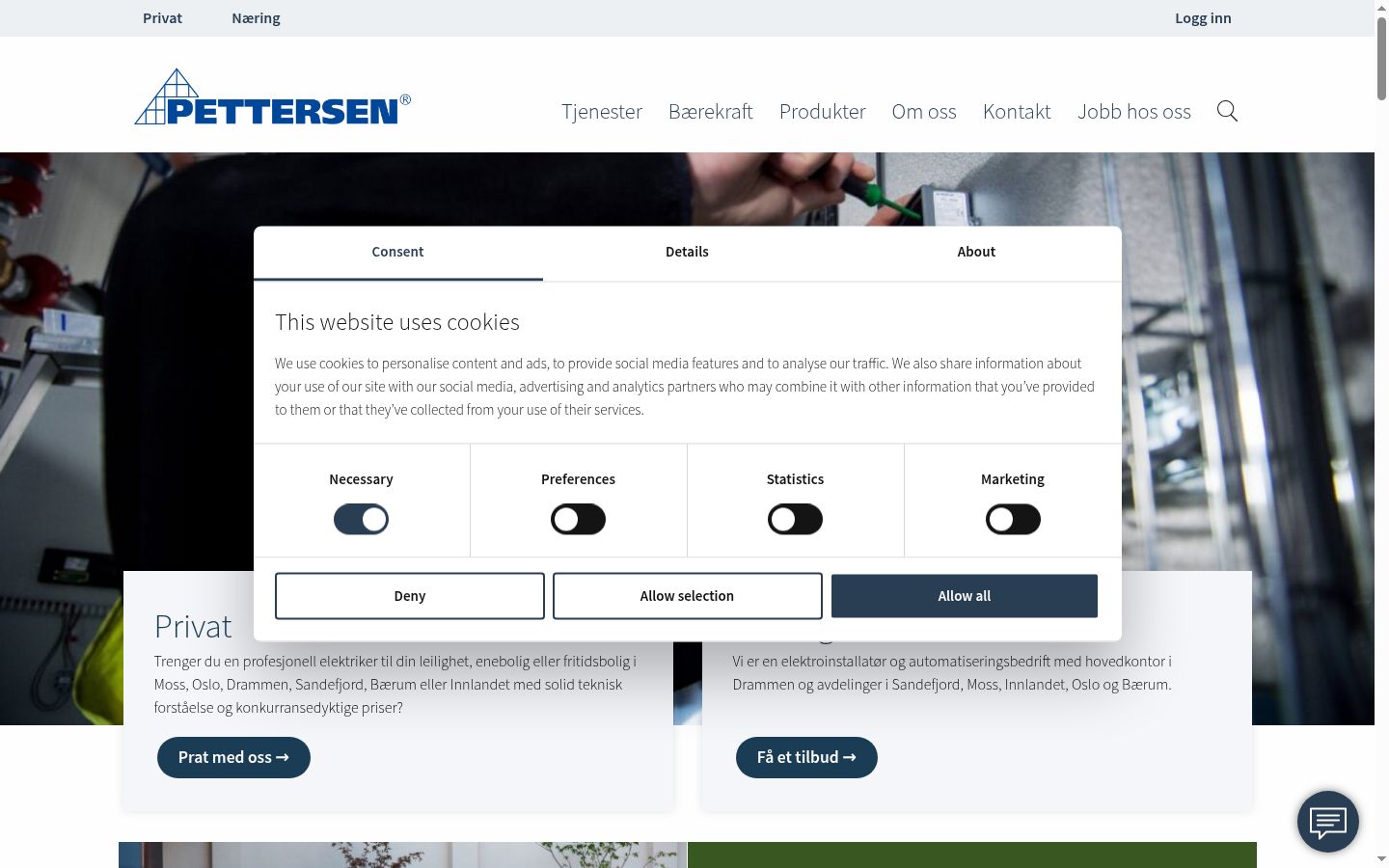 Screenshot of the consent banner shown before any interaction