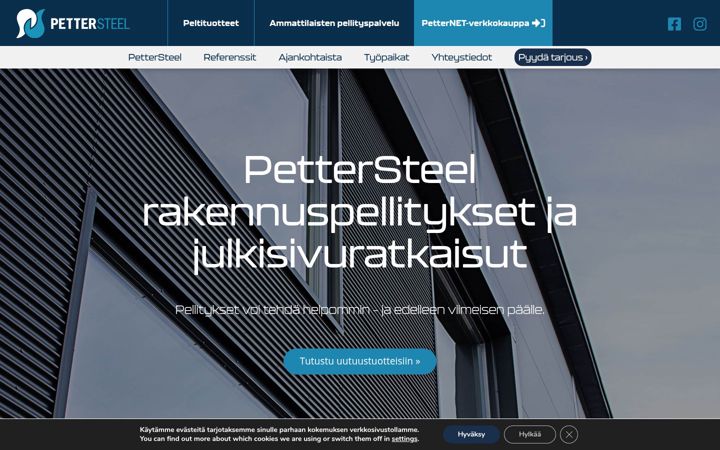 Screenshot of pettersteel.fi