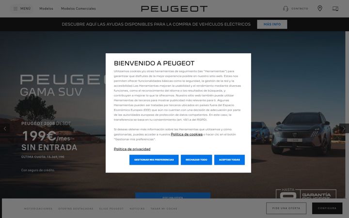 Screenshot of peugeot.es