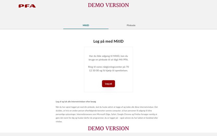 Screenshot του pfademo.dk