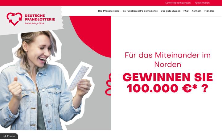 Screenshot of pfandlotterie.de