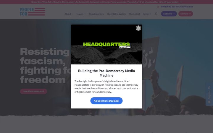 Screenshot of pfaw.org
