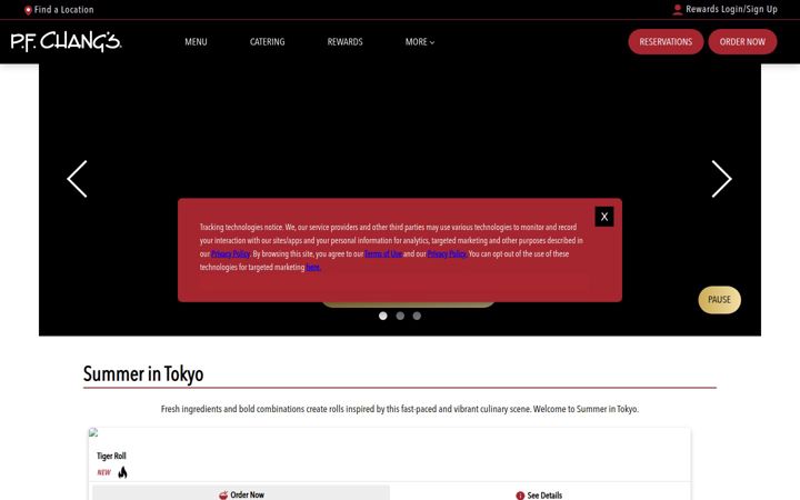 Zrzut ekranu pfchangs.com