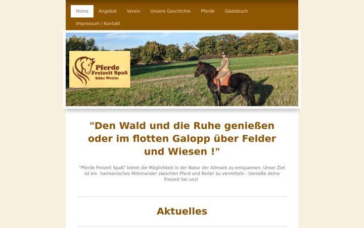 Screenshot of pferde-freizeit-spass-silke-welzin.de
