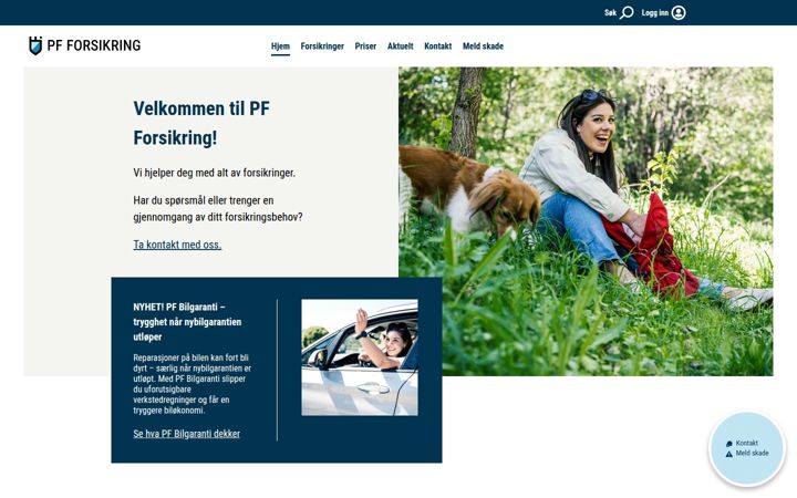 Screenshot of pfforsikring.no