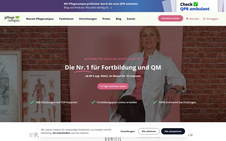 Screenshot of pflegecampus.de