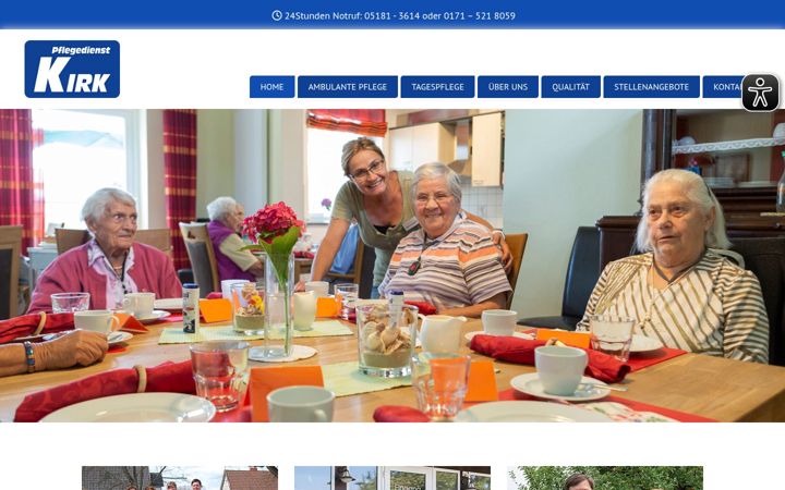 Screenshot of pflegedienst-kirk.de