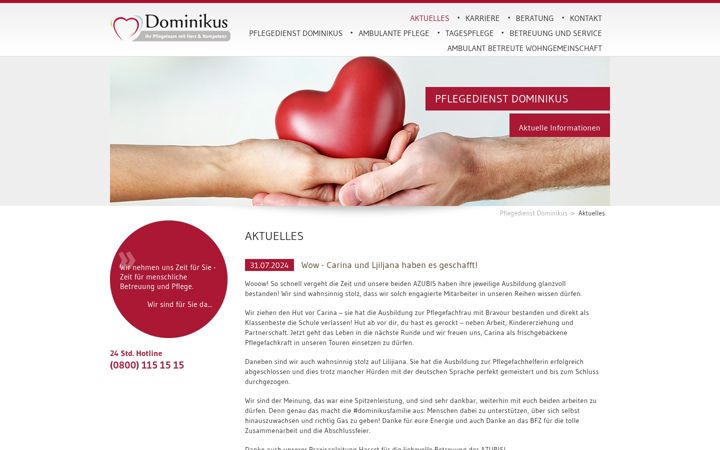 Ekrano kopija pflegedominikus.de