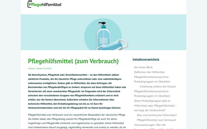 Screenshot von pflegehilfsmittel.org