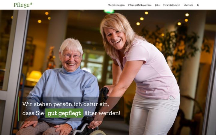 Screenshot of pflegehoch8.de