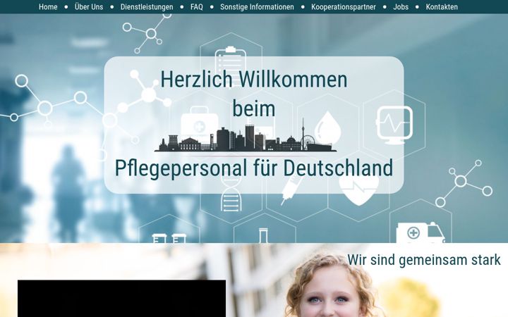 Screenshot of pflegepersonalfuerdeutschland.de