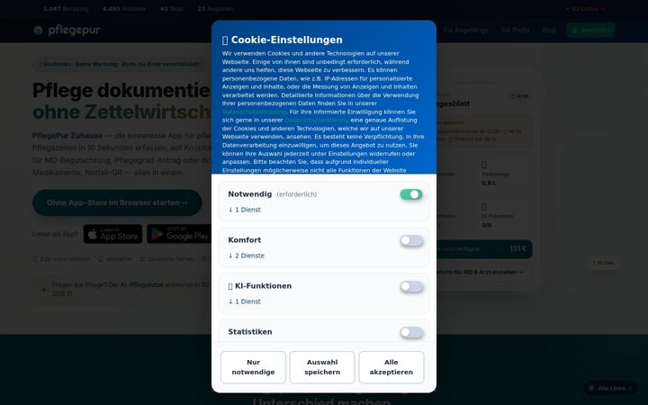 Screenshot of pflegepur.de