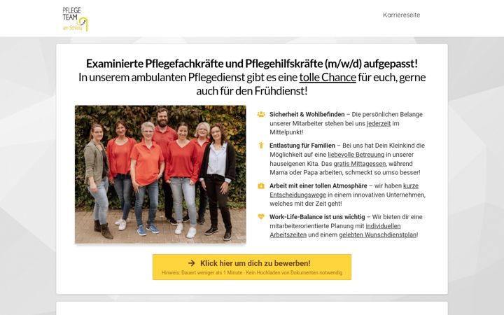 Екранна снимка на pflegeteam-amschloss-karriere.com