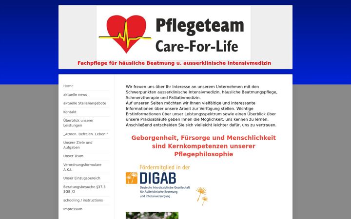 Capture d'écran de pflegeteam-care-for-life.de