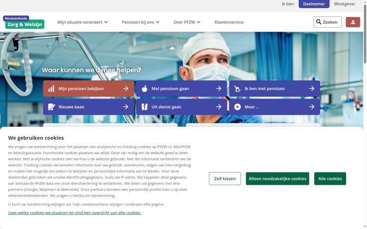 Screenshot of pfzw.nl