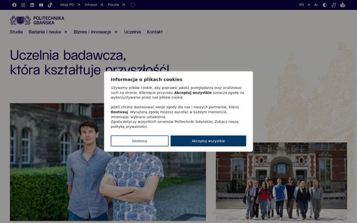 Skærmbillede af pg.edu.pl