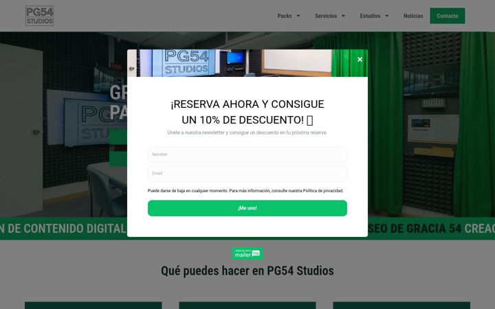 Zrzut ekranu pg54studios.es